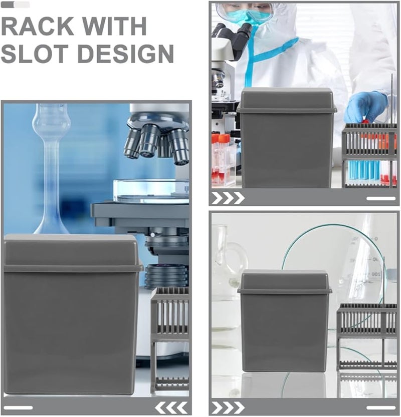 2 Sets Plastic Microscope Slide Rack Staining Slides Cover for Laboratory Use - Image 4
